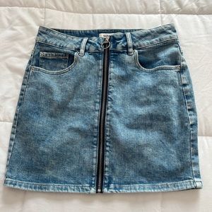 garage jean zip up skirt